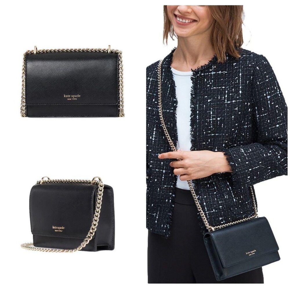 kate spade Black Leather Chain Crossbody Bag